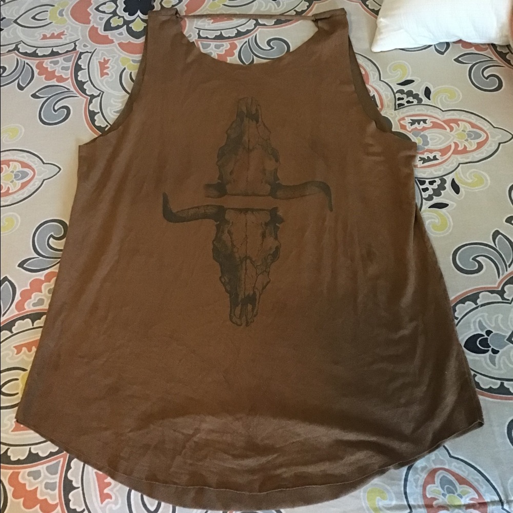 Suede bull skull country top!